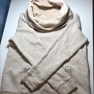 J crew cream pocket sweater cowl neck